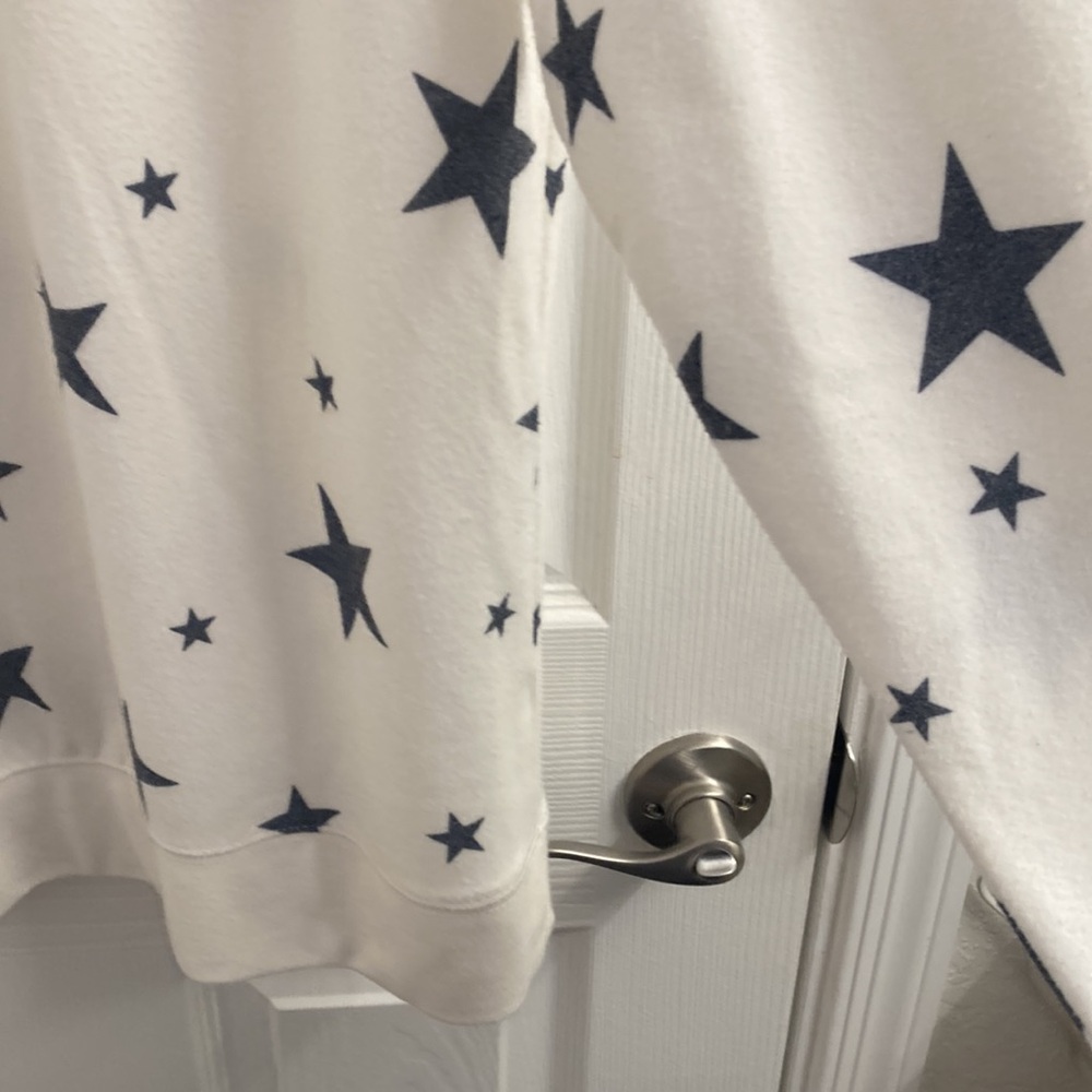Women's Star Print Sweatshirt - White and Blue - Picture 4 of 6
